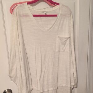 Women's White V-Neck Top